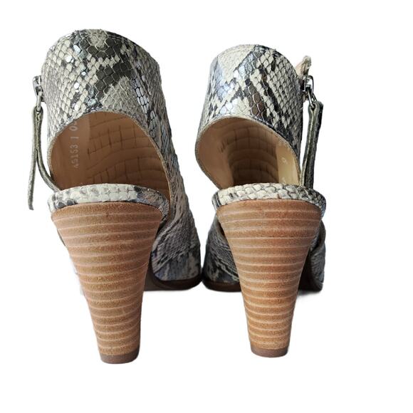 PAUL GREEN Cayanne Peep Toe Sandal Bootie Block Heel 8.5 Gray Snake Leather - Picture 6 of 10